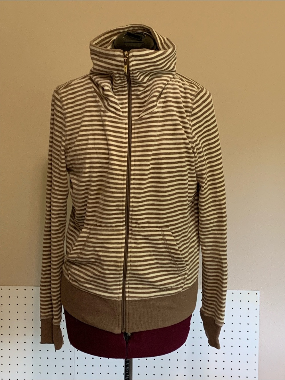 Calvin Klein Striped Performance zip sweat jacket in White and Brown